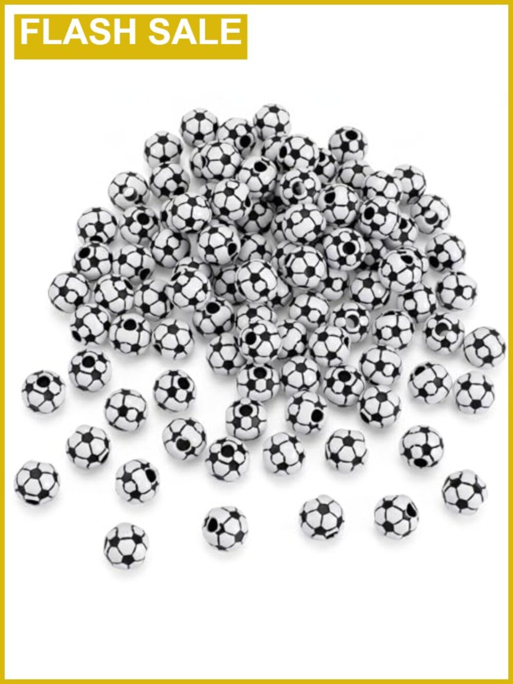 100pc Soccer Beads 10mm Acrylic Focal Beads for Pen Keychain Bracelet DIY Crafts